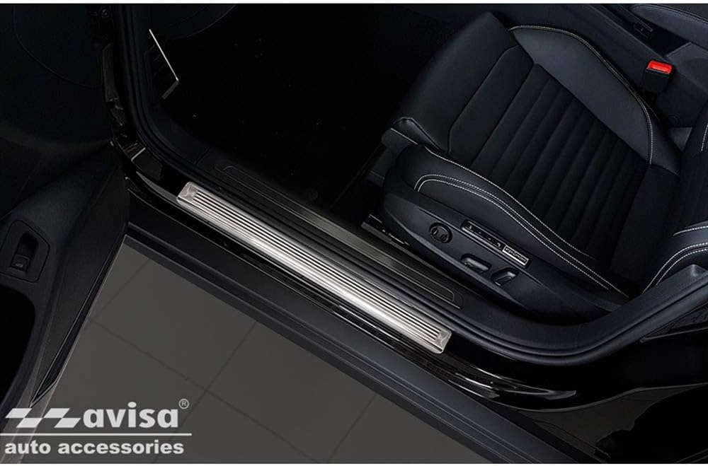 Avisa INOX Door sill Protectors Compatible with Volkswagen Passat 3G Sedan/Variant 2014- - 'Lines' -