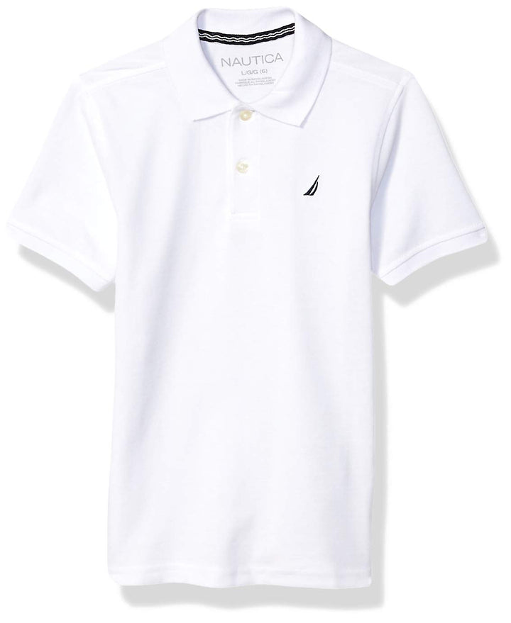 Nautica Jungen Legacy Short Sleeve Anchor Polo, Button Closure, Soft & Comfortable, Pique Fabric Pol