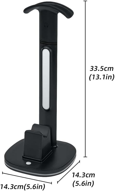 Schwarzer RGB-Headset-Controller-Ständer mit Ladestation für PS5/PS5 Elite-Controller