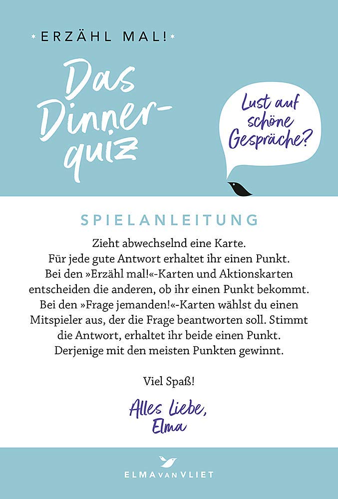 Erzähl mal! Das Dinnerquiz Bücher, Elma Van Vliet, 1 Oktober 2015, Spielzeug