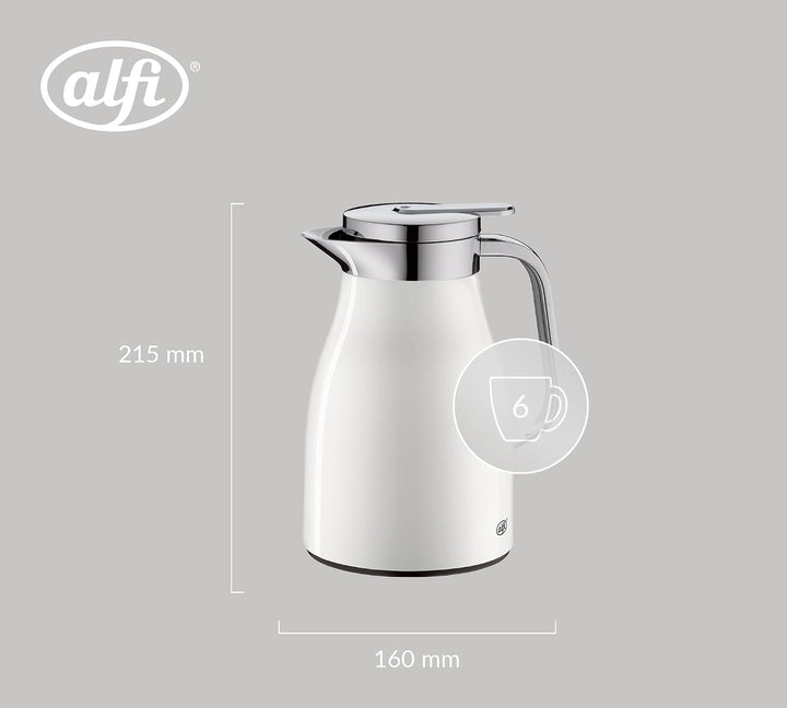 alfi SKYLINE Isolierkanne 0,65 l, 12 h heiss, coconut white mat | 24 h kalt, Hartglaseinsatz, Edelst