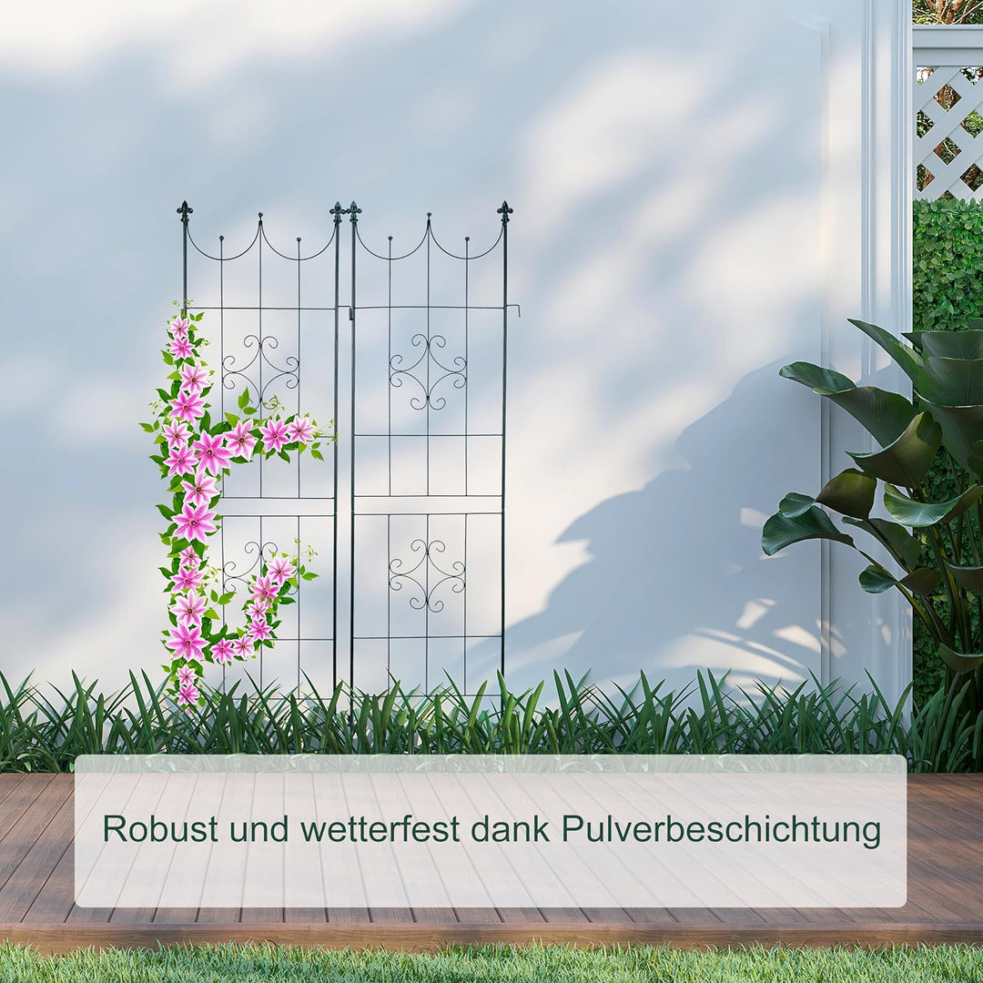Relaxdays Rankgitter 2er Set, Metall, 180 x 50 cm, Rankhilfe Garten, Vintage, verzierte Spitze, zum