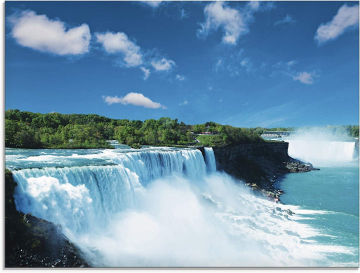 Glasbilder Wandbild Glas Bild einteilig 80x60 cm Querformat Natur Landschaft Wasserfall Niagara Fäll