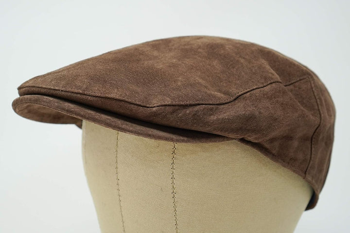 Borges & Scott The Tanner - Flat Cap aus Leder - Kappe mit weichem Schweinslederfutter XS Erde Braun