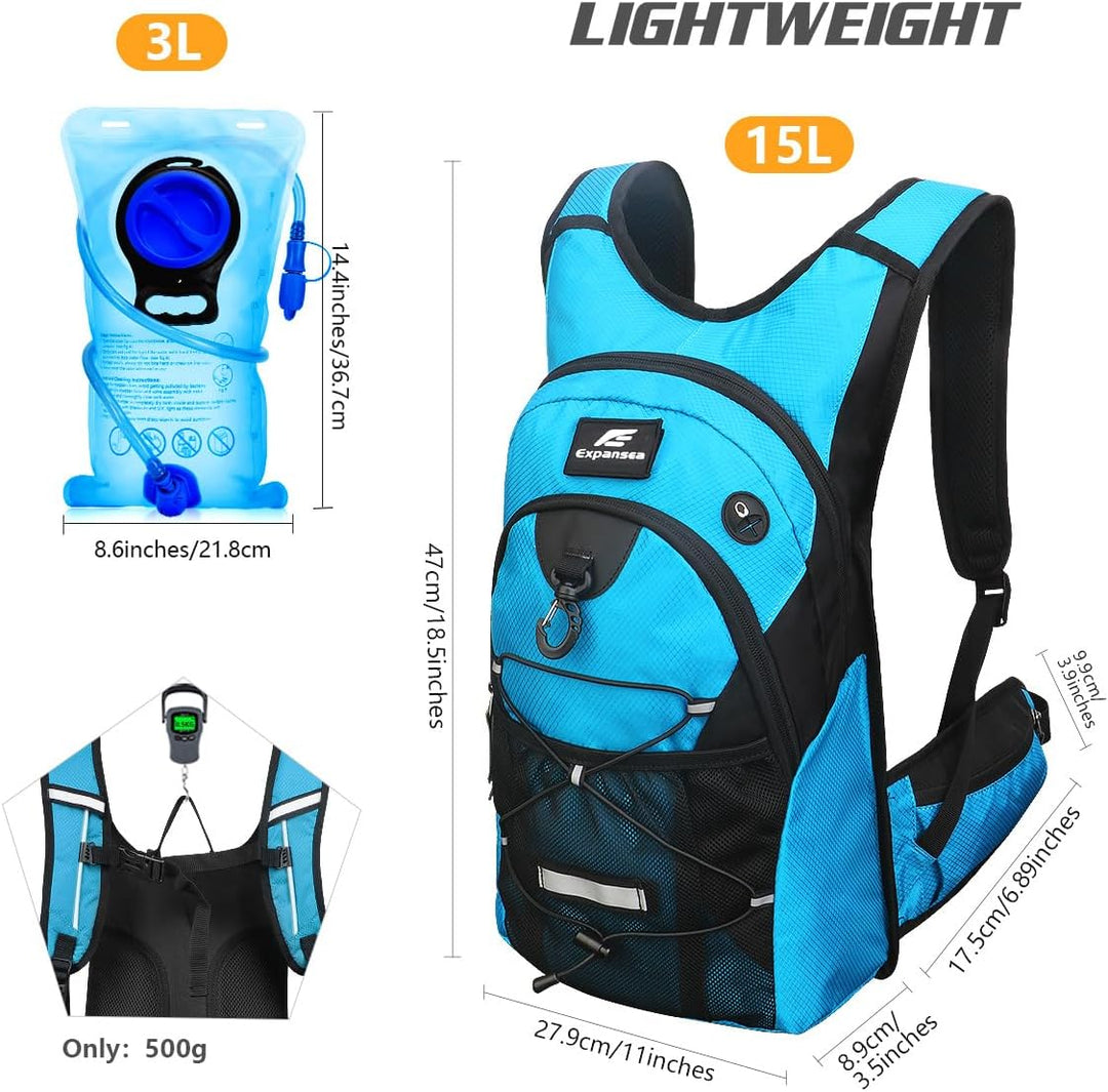 Trinkrucksack mit Trinkblase 3L BPA-Frei, Wasserdichter Outdoor-Rucksack, Rucksack mit Trinksystem,