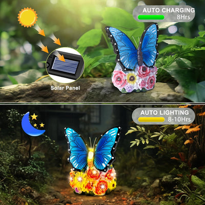 Linkax Geschenke für Frauen Mama Oma, Solar Gartenfiguren Schmetterling Gartendeko für Draussen, mit
