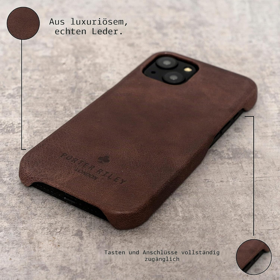 Porter Riley - Lederhülle für iPhone 11 (6.1"). Premium Ultra Dünn Echtleder Cover/Ledertasche/Backc