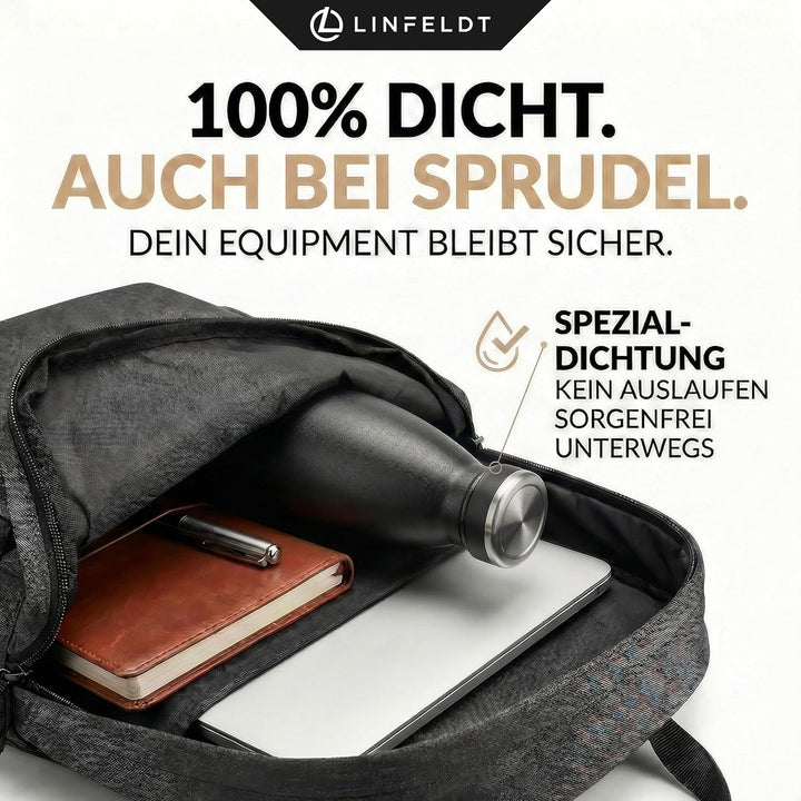 LINFELDT 1L Trinkflasche Edelstahl Isoliert 24H Auslaufsicher + Sprudel - 1000ml Wasserflasche geign