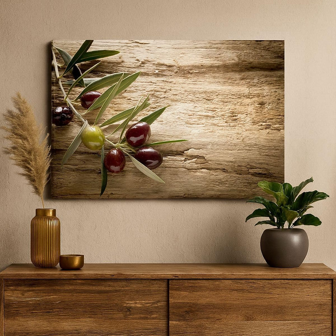 Bilder auf Leinwand 100x70cm Leinwandbild Oliv italien aroma diät Gross Wanddeko Bild Schlafzimmer K