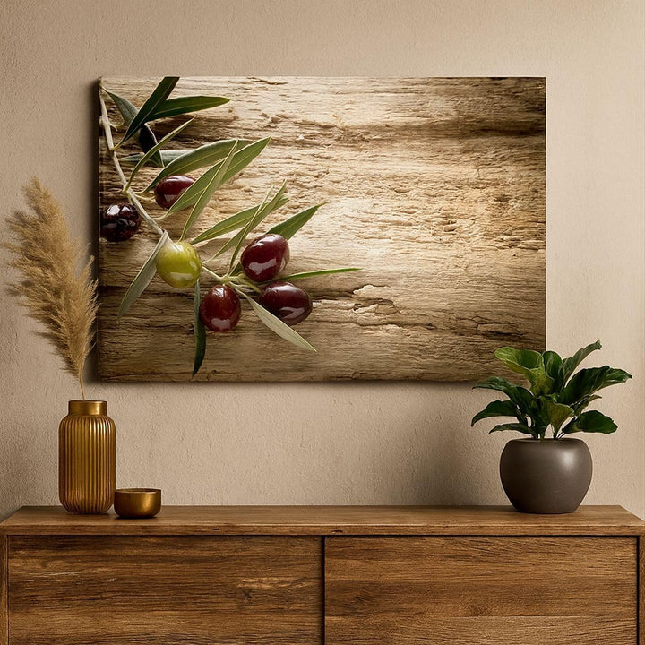 Bilder auf Leinwand 100x70cm Leinwandbild Oliv italien aroma diät Gross Wanddeko Bild Schlafzimmer K