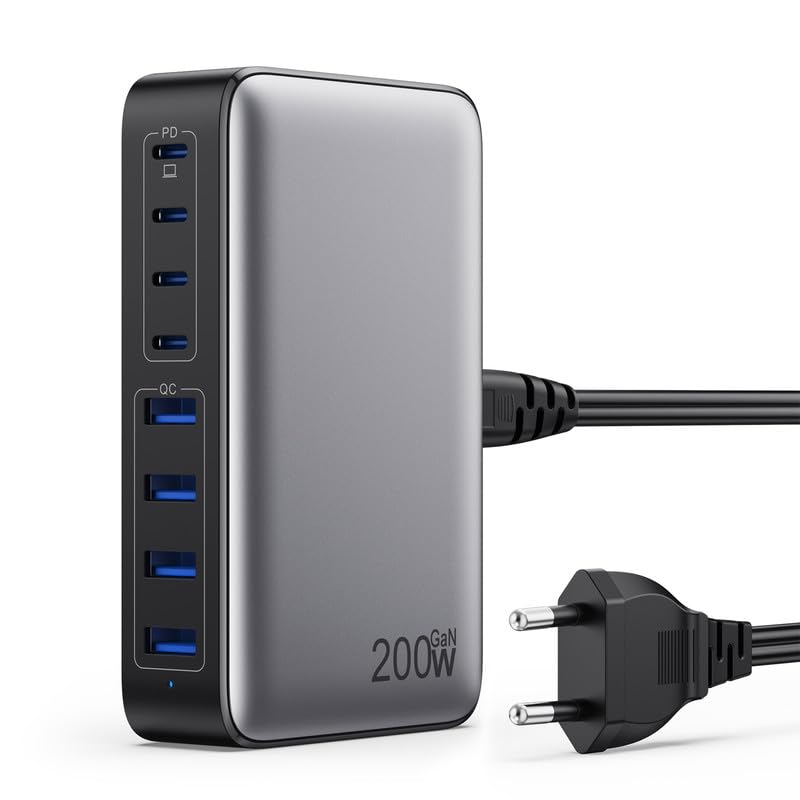 Feob 200W USB C Ladegerät Mehrfach, GaN III 8-Port Schnellladegerät PPS PD 65W Ladegerät Adapter Sch