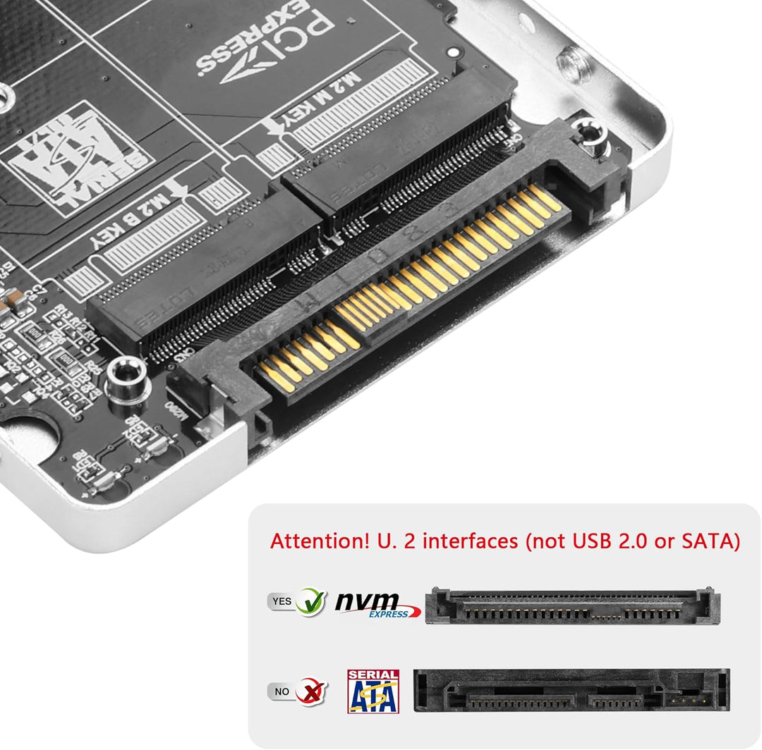 GINTOOYUN 2 in 1 Combo M.2 NVME/NGFF auf U.2 (SFF-8639) Adapterkarte - PCI-E NVME (M Key)/SATA (B Ke