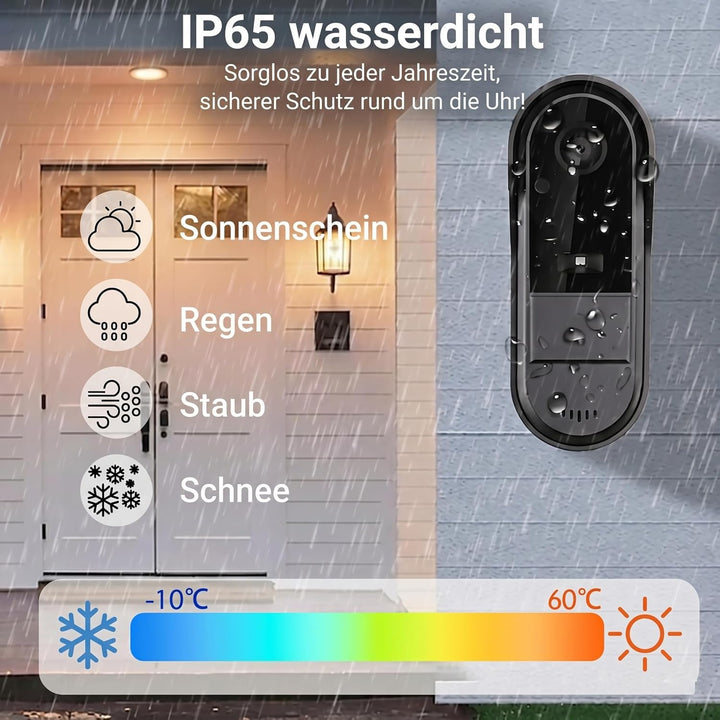 Kabellose Video Türklingel mit 4,3 Zoll Monitor, 1080P Kamera Set &amp; 170° Sicht, Nachtsicht, 2-Wege A