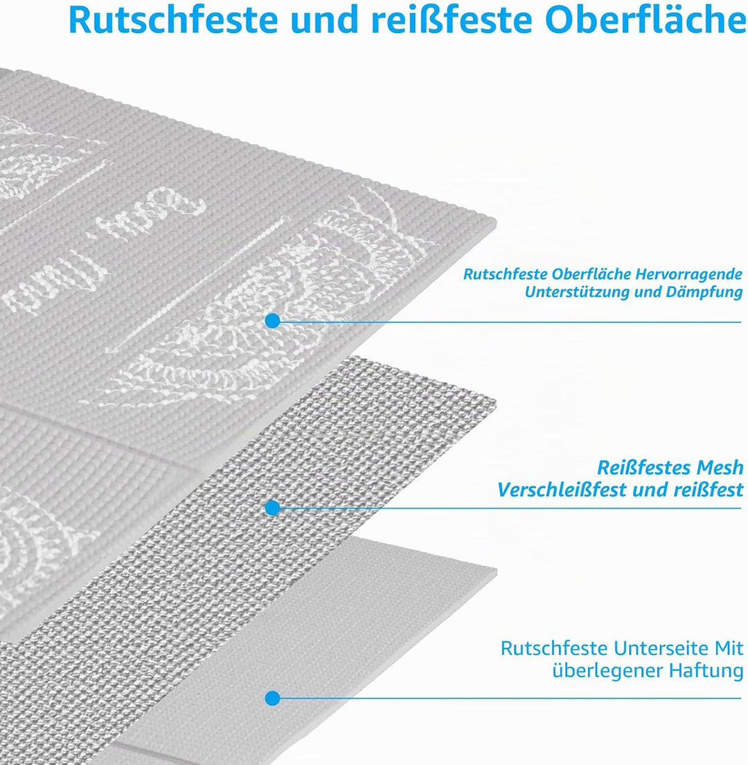 Faltbare Yogamatte für Frauen, rutschfeste Übungsmatte für Home Gym, Reise Yoga Set mit Stretch Stra