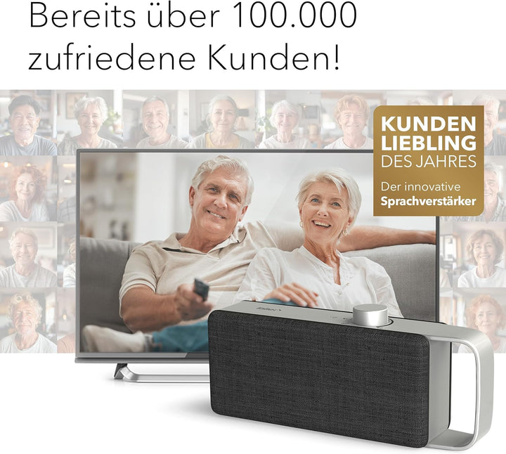 faller Oskar TV Lautsprecher/Soundbar mit Clear Voice (tragbar, kabellos, einfache Bedienung, Alumin