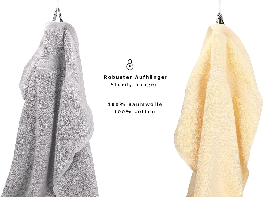 Betz 10 TLG. Handtuch Set Gold Farbe beige &amp; Silber grau, Qualität 600 g/m², 2 Duschtücher 70 x 140