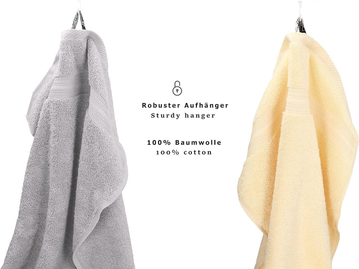 Betz 10 TLG. Handtuch Set Gold Farbe beige &amp; Silber grau, Qualität 600 g/m², 2 Duschtücher 70 x 140