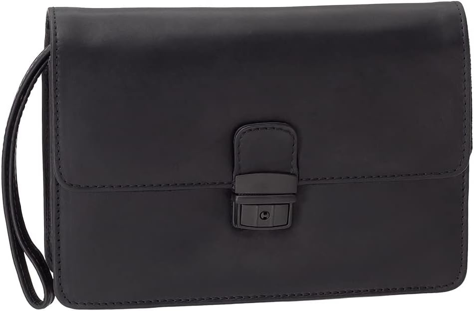 Branco Business Herren Handgelenktasche Herrentasche Damen Damentasche Tasche schwarz Leder - sehr h