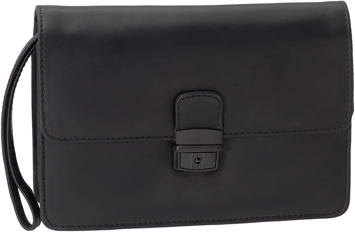 Branco Business Herren Handgelenktasche Herrentasche Damen Damentasche Tasche schwarz Leder - sehr h