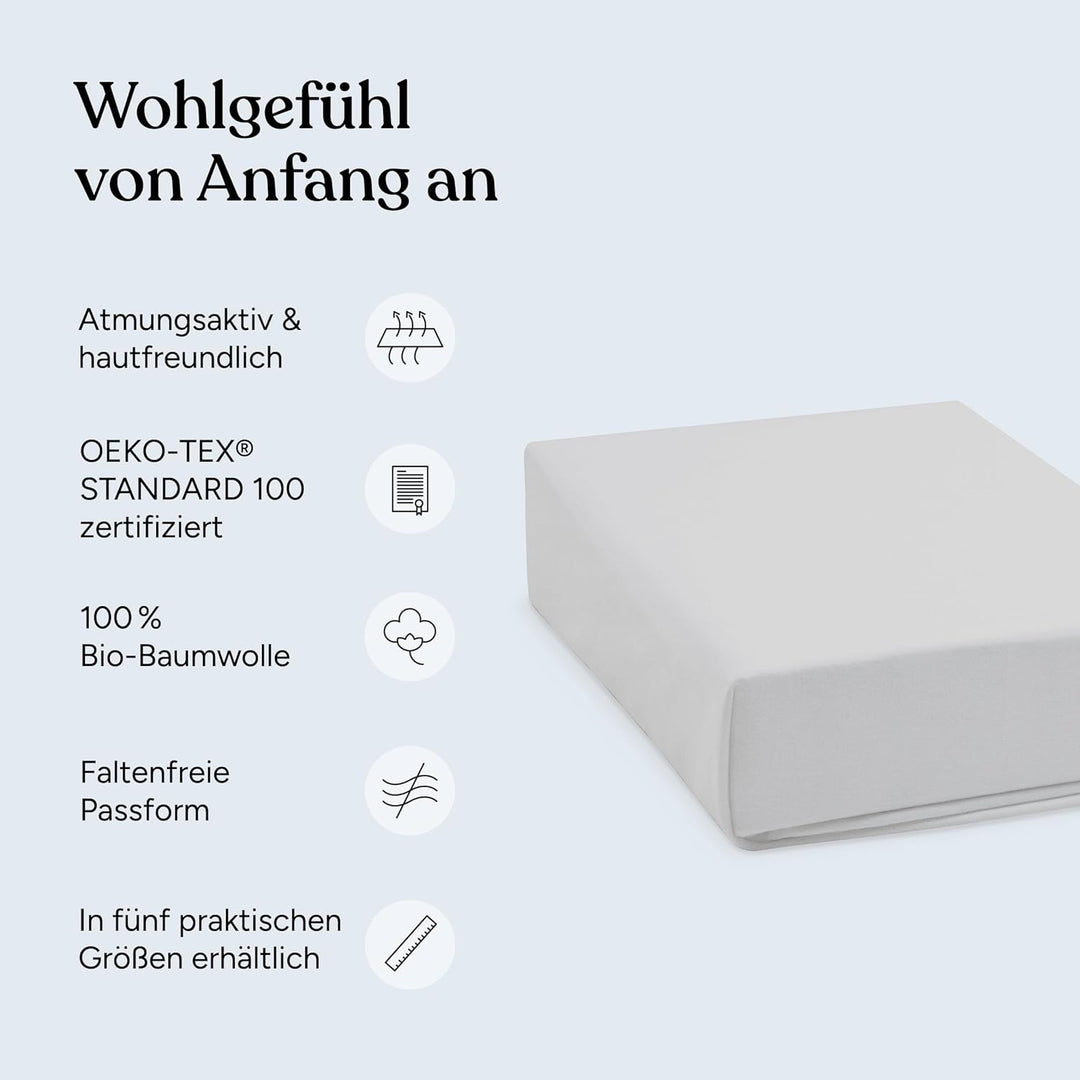 Ehrenkind® Spannbettlaken für Babybett Kinderbett | 100% Bio-Baumwolle Spannbettlaken 60x120 | Atmun