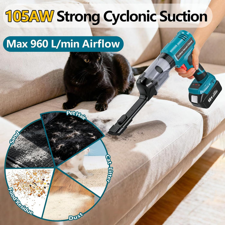 Adisipsoarin Akku Staubsauger für Makita 18V-Akku, 105 AW Starke Saugleistung, tragbar &amp; leicht für