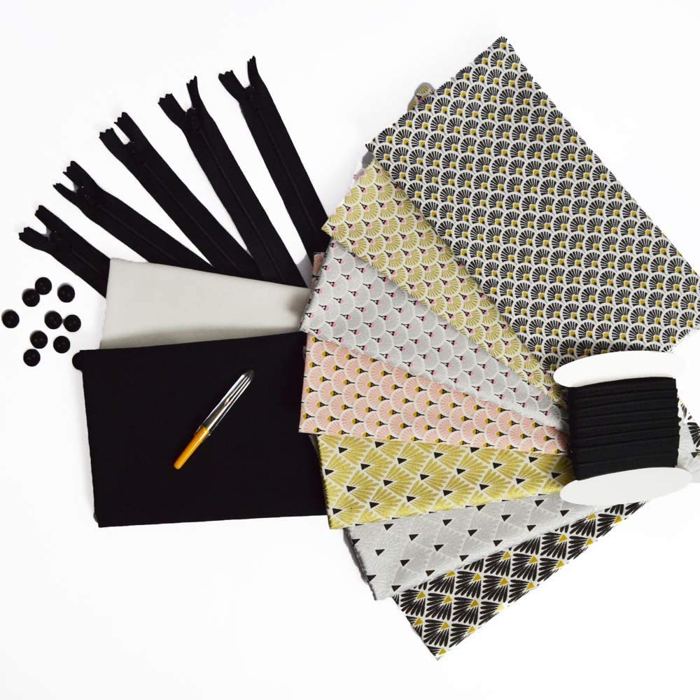 Nähzeug set: Stoffstücke bedruckt, 49 x 51 cm + 2 Stoffstücke, Baumwollpopeline, 45 x 50 cm (1 schwa
