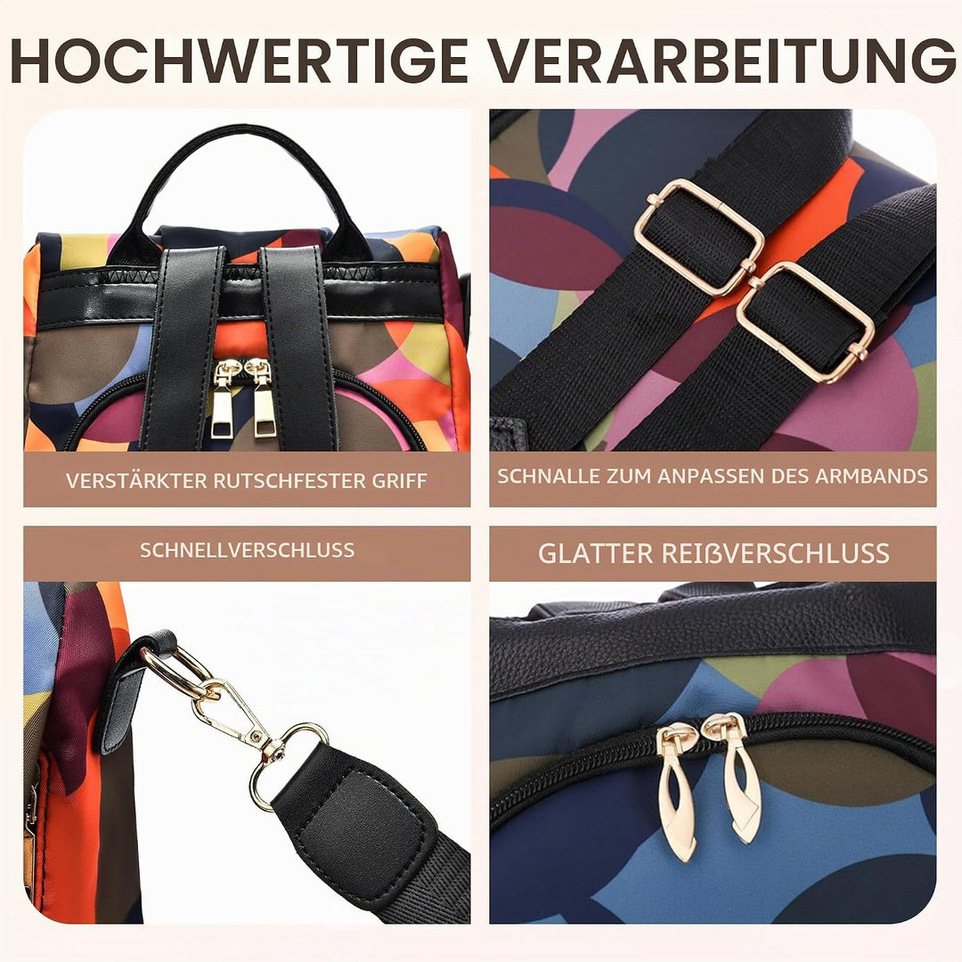 shepretty Damen Rucksack Anti Diebstahl Umhängetasche Multifunktions Schultaschen 8864-al911bunt 32*