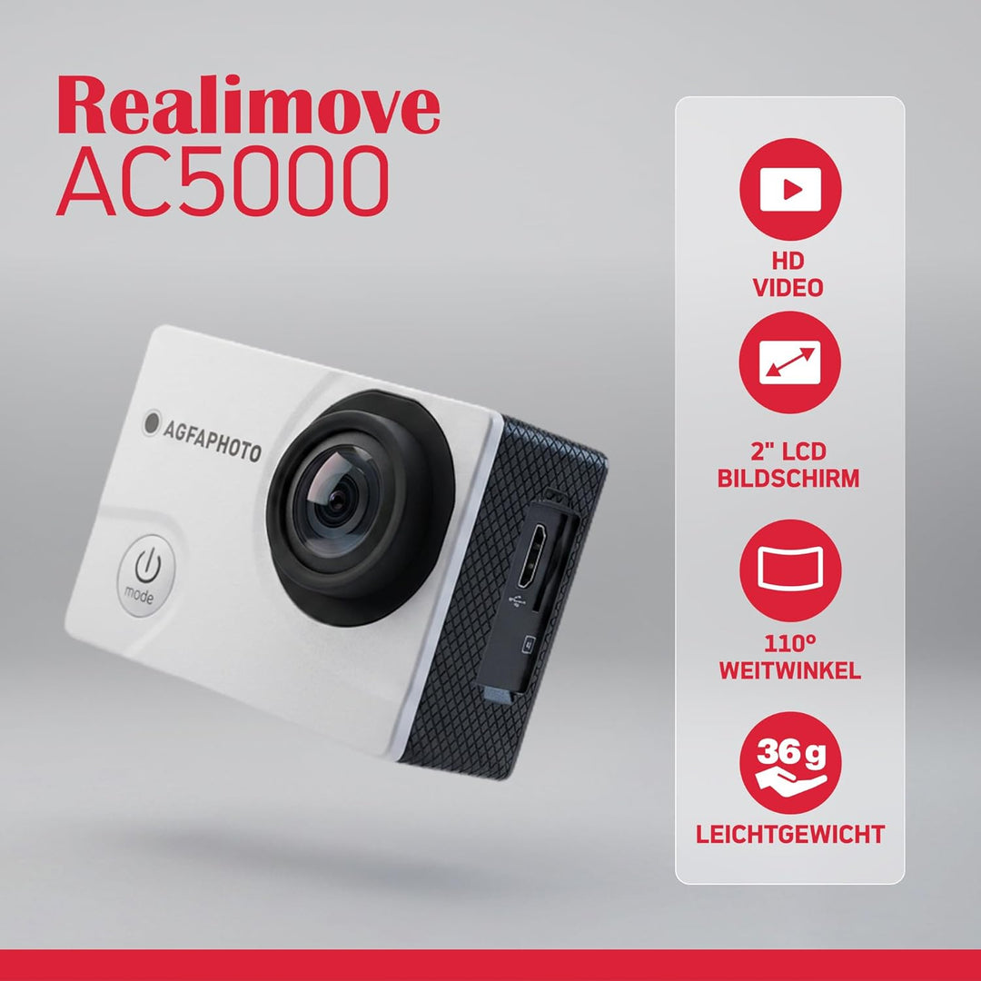 AGFAPHOTO Realimove AC5000 Caméra d'action Numérique étanche 30m
