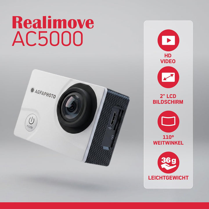 AGFAPHOTO Realimove AC5000 Caméra d'action Numérique étanche 30m