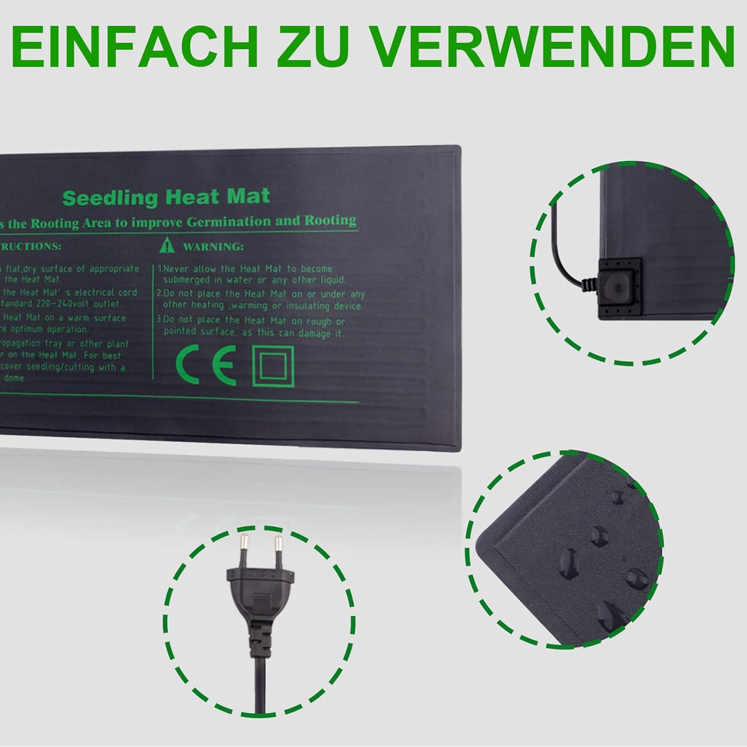 DERNORD Terrarium Gewächshaus Heizmatte Pflanzen - 18W Sämling Heizmatte Pflanzenheizung Wärmematte