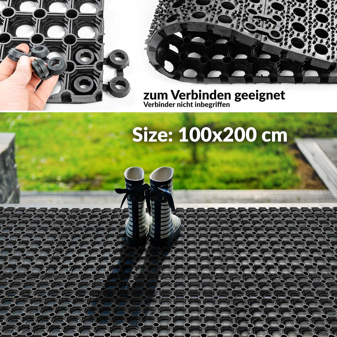 Ringgummimatte Gummimatte Wabenmatte mit Lochmuster Drainage Fussmatte Fussabtreter mit Löchern Schm