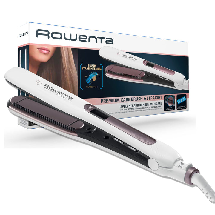 Rowenta Premium Care Brush &amp; Straight SF7510F0 Glätteisen mit integrierter Bürste für natürliches Gl