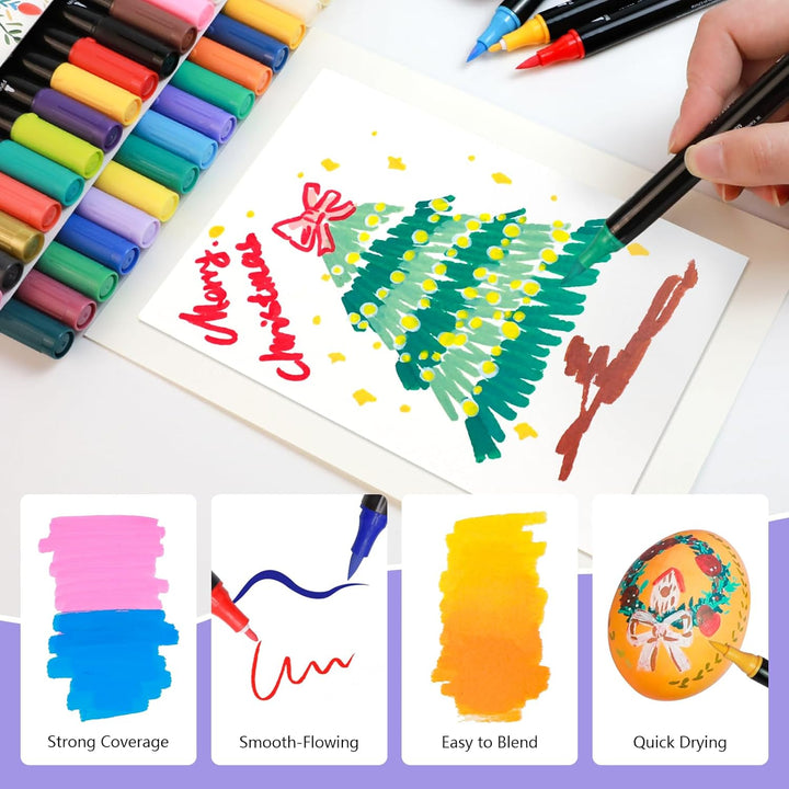 Artecho Dual-Tip Acrylmalstift, 120 Farben, feine Spitze und Pinselspitze 120 Farben(Dual Tip), 120