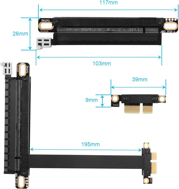 PCIE 3.0 Verlängerungskabel X1 auf X16 Extender Adapter PCI-Express 1X Stecker auf 16X Buchse für Gr