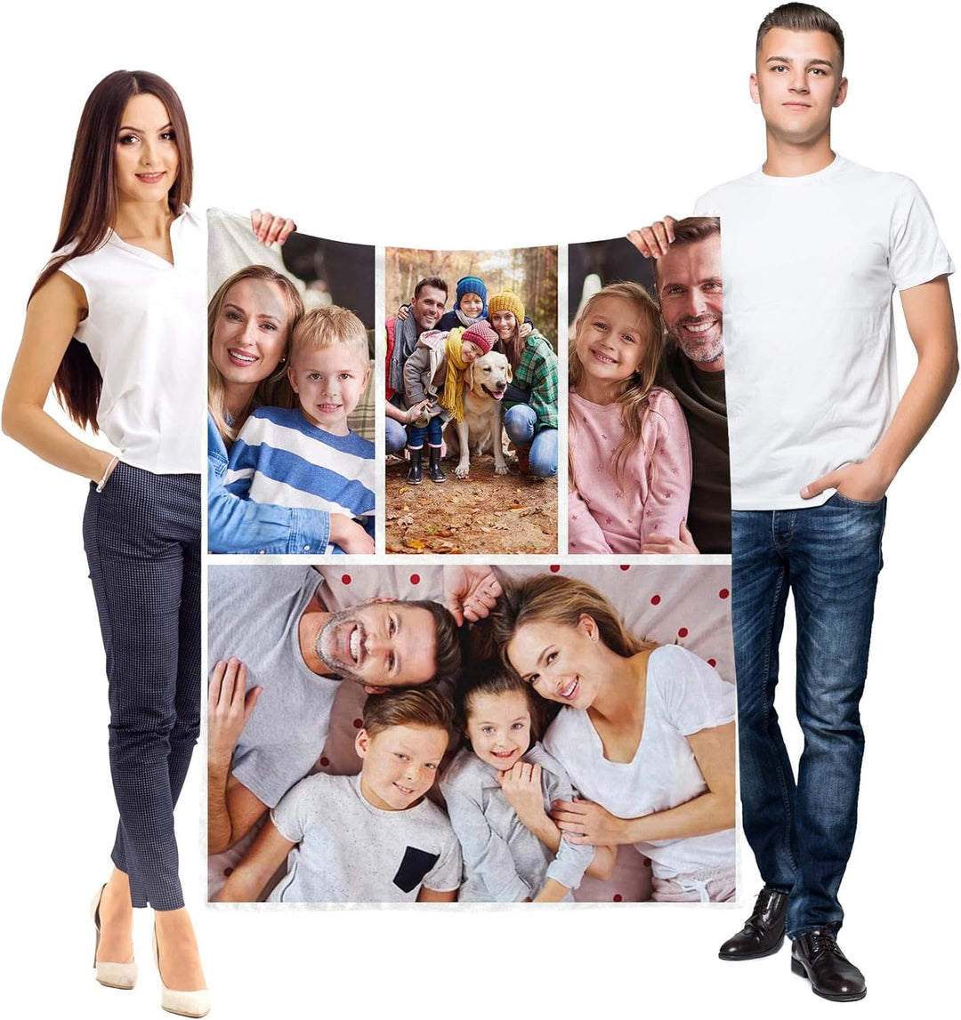 Ferocity Personalisierte Foto Decke mit 4 Eigenen Fotos 70x100 cm Sofadecke; Super Weiche Extra Gemü