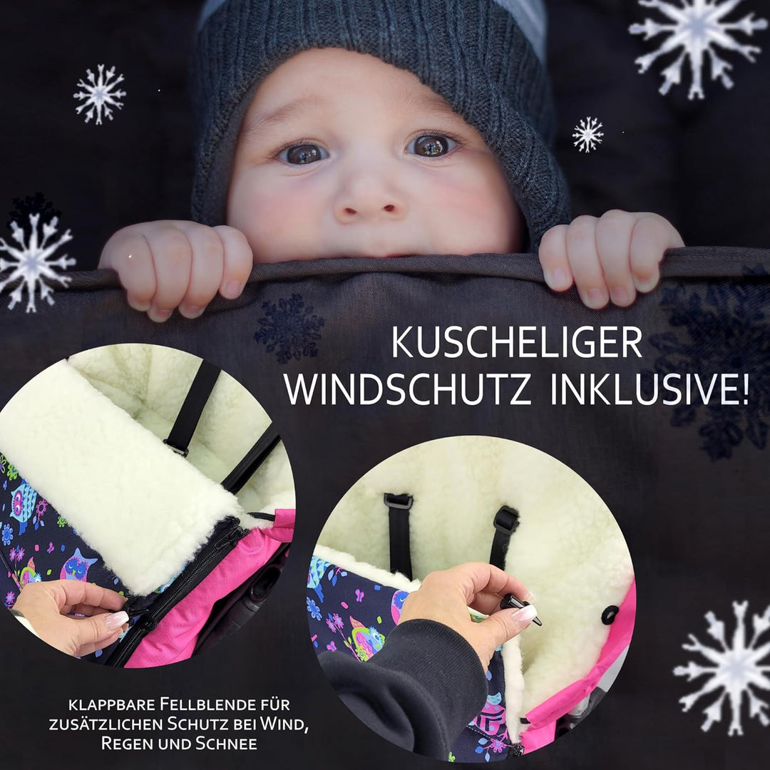 BAMBINIWELT universaler Winterfusssack (90cm oder 108cm), auch geeignet für Babyschale, Kinderwagen,