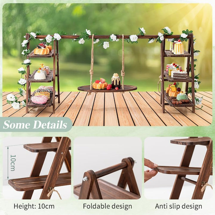 Cupcake Ständer Holz, Tortenständer 3 Etagen, Akazienholz Etagere 3 Etagen Holz für Lebensmittel, kl