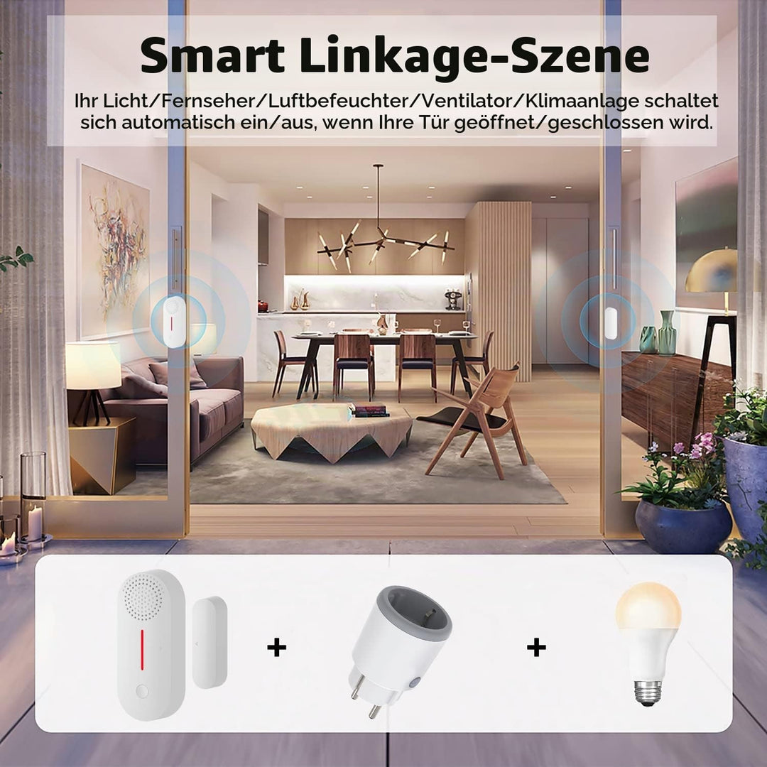 WiFi Smart Türsensor, drahtloser Türfenster Sensor Alarm, Mini Kontaktsensor für die Sicherheit zu H