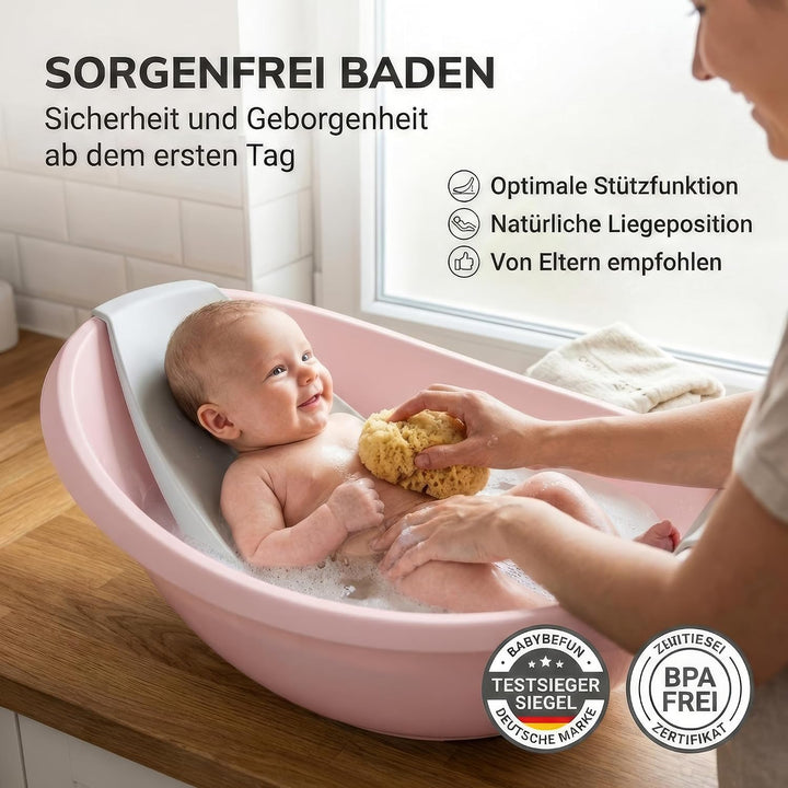 Baby Badewanne mit Badewanneneinsatz für Neugeborene [Testsieger] Rutschfest Babybadewanne für Babys