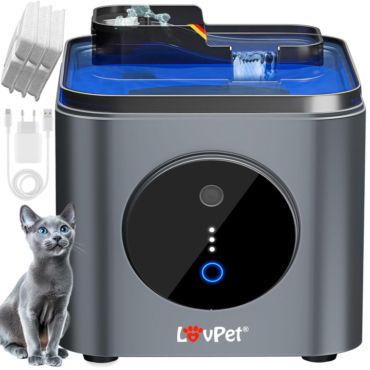 LOVPET® Katzenbrunnen Trinkbrunnen für Katzen 3,5L Wassertank & 3x Filter Automatischer Wasserspende