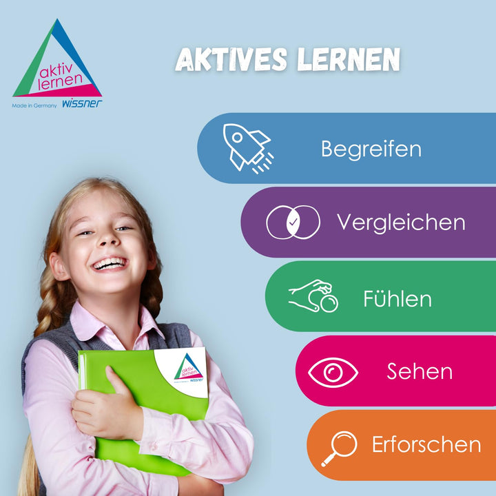WISSNER Montessori Pattern Blocks Geometrie Formen 250 Teile - Pädagogisches RE-Wood Tangram Kinder-