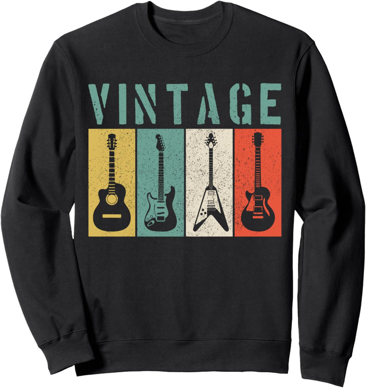Gitarre Vintage Retro Musiker Gitarrist Geschenk Sweatshirt