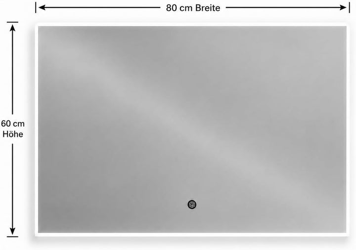 LED Badspiegel mit Beleuchtung 80x60 cm – Bolnuevo Badezimmerspiegel dimmbar, Lichtfarbe einstellbar