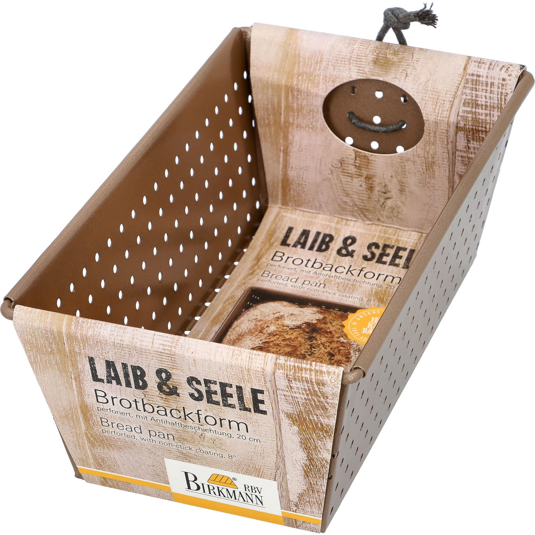 Birkmann, Laib &amp; Seele, perforierte Brotbackform, 20 cm, Backform für kleine Brote, aus bronzefarben