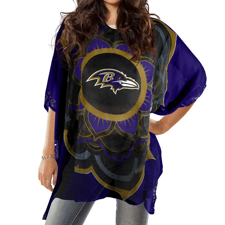 Littlearth NFL Damen Kaftan mit Blumenmotiv – Strandüberzug, Einheitsgrösse, passend für die meisten