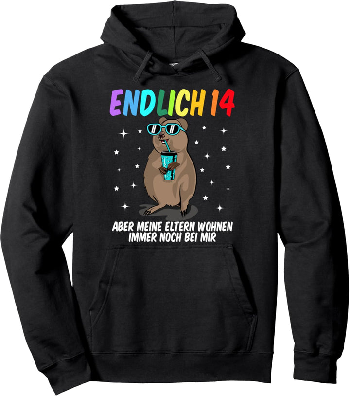 14. Geburtstag Mädchen Junge lustig - Endlich 14 Quokka Pullover Hoodie