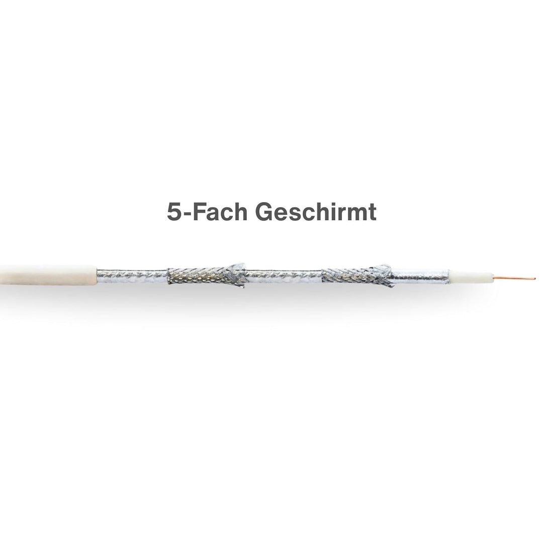 Premium X Deluxe PRO Koaxial Kabel 5-Fach geschirmt, reines Kupfer 100 Meter SAT Antennenkabel + 10
