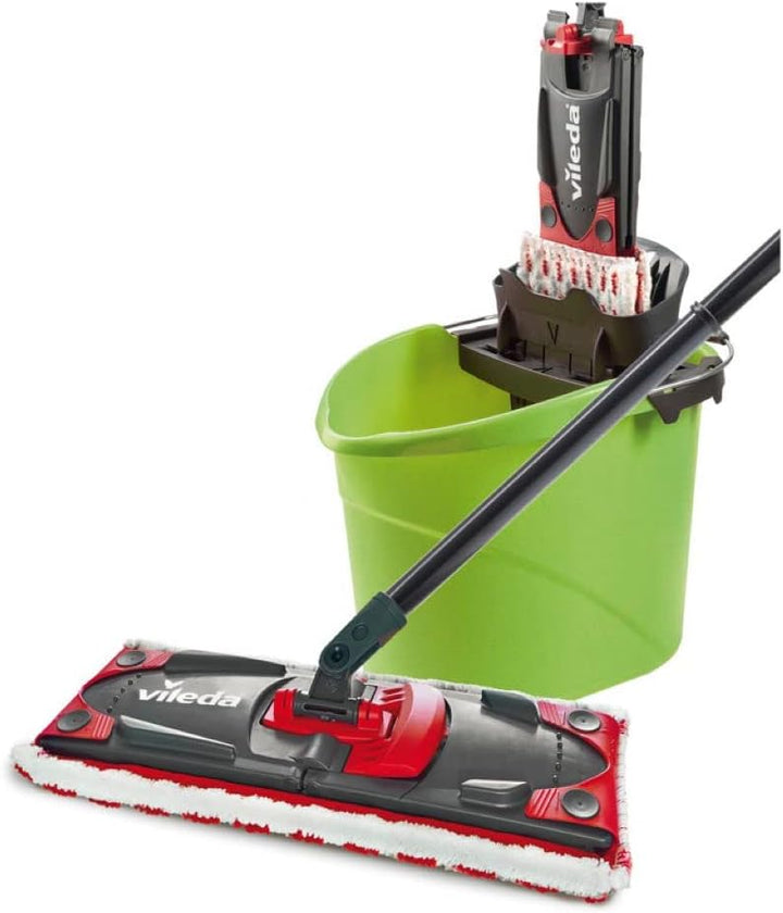 Vileda ULTRAMAX 2in1 Bodenwischer Komplett Set, Wischmopp mit Stiel, Mikrofaser-Bezug und Eimer mit