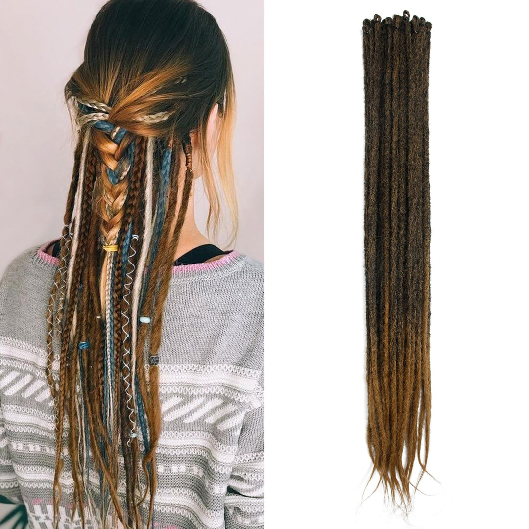 Dsoar Dünne 0,6cm Lange Synthetische Dreadlock Verlängerungen Handgefertigtes 24 Zoll 20 Strang Häke