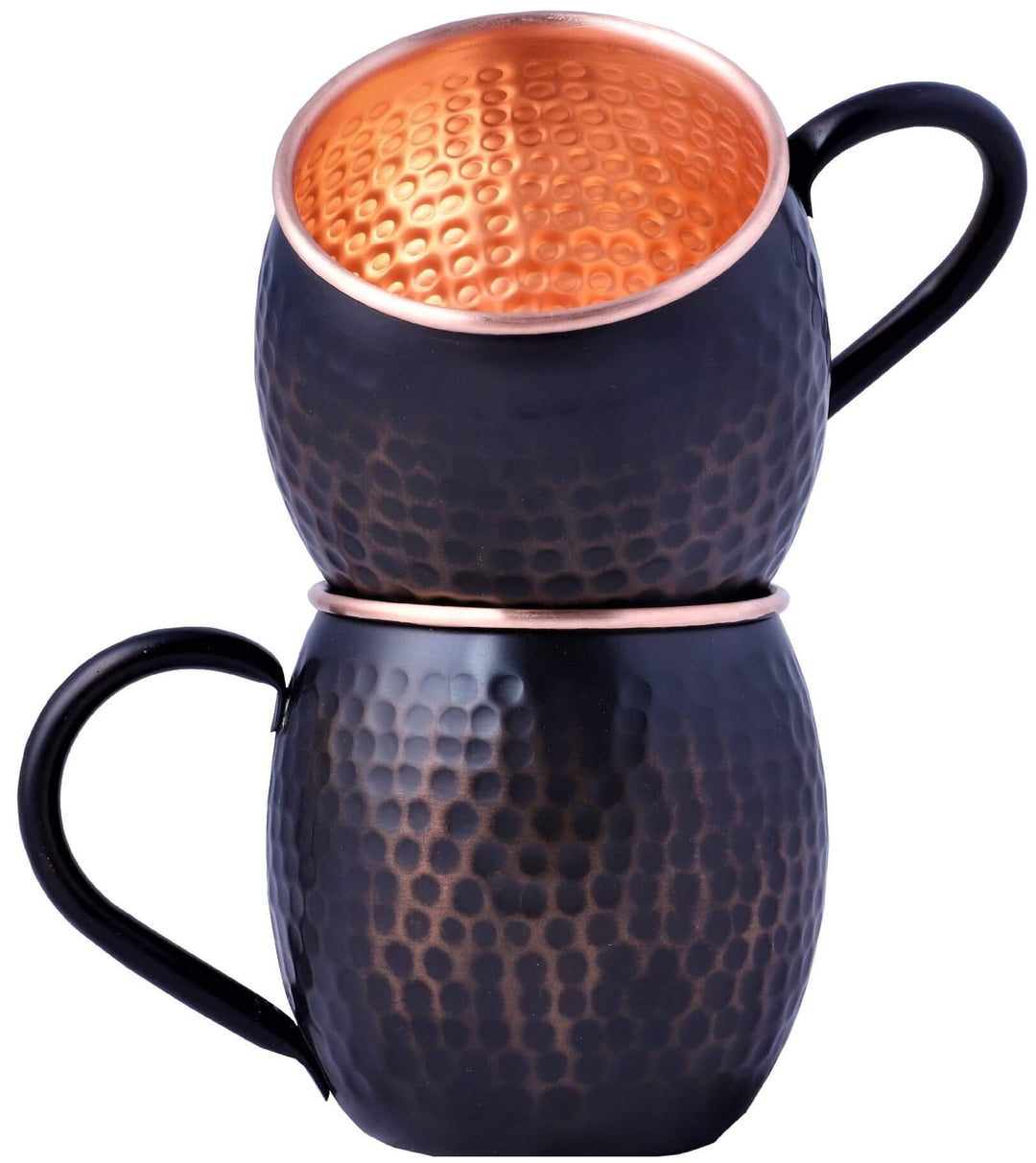 Staglife Schwarzer Kupferbecher Reines Kupfer Moscow Mule Becher 2er Set für Herren Moskau Mule Bech